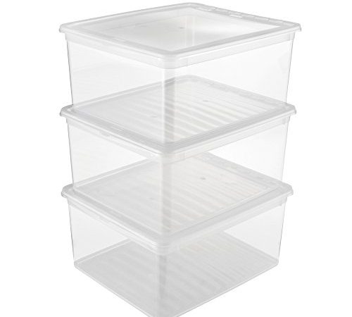 keeeper Aufbewahrungsboxen mit Air Control System, 3-teiliges Set, Höhe: 18 cm, 3 x 18 l, 39 x 33,5 x 18 cm, Bea, Transparent