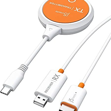 j5create ScreenCast USB-C zu HDMI Wireless Display Transmitter und Receiver, unterstützt 1080p, kompatibel mit MacBook, iPad Pro, ChromeOS, USB-C Laptops und Android (JVAW62)