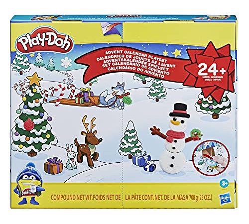 Play-Doh Adventskalender für Kinder ab 3 Jahren mit mehr als 24 Überraschungen, Spielmatten und 24 Play-Doh Dosen in sortierten Farben, F2377