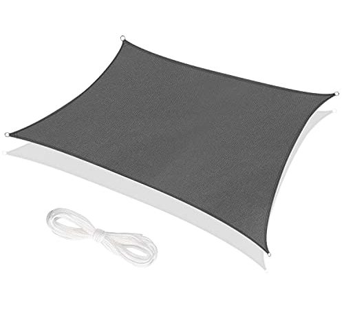 RATEL Sonnensegel 3x4m Rechteckig, Balkon Sonnenschutz Wetterschutz, 95% UV-Schutz Sonnensegel inkl Befestigungsseile, für Draußen Patio Garten Terrasse und Camping, Grau (3 x 4 m, Grau)