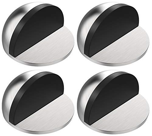 ACGAM Edelstahl Türstopper Boden Selbstklebender, Metall Magnet Türstopper für Glastüren Balkontüren 4er Set, 2 Installationsmethoden Bodentürstopper mit Schrauben und Klebstoffen (Silber)