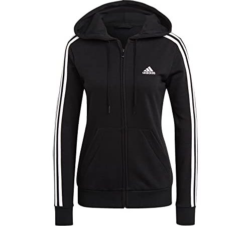 adidas Womens Essentials Full-Zip Kapuzenjacke, Black/White, M