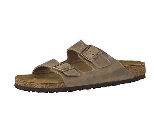 Birkenstock Classic Arizona Leder, Unisex-Erwachsene Pantoletten (schmal), Braun (Tabacco Brown), 43 EU