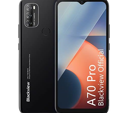 Blackview A70 Pro Smartphone Ohne Vertrag, Android 11 Handy Günstig 6.5 Zoll HD+ Display mit 13MP+5MP Kamera, 4GB/32GB 128GB erweiterbar mit 2.0 GHz Processor, Fingerabdruck, Dual SIM Handy LTE.