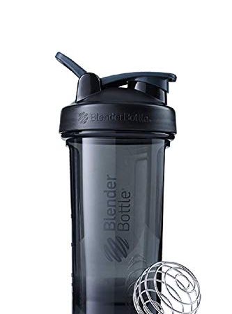 BlenderBottle Pro24 Tritan Trinkflasche mit BlenderBall, optimal geeignet als Eiweiß Shaker, Protein Shaker, Wasserflasche, BPA frei, skaliert bis 500 ml, Fassungsvermögen 710 ml, schwarz