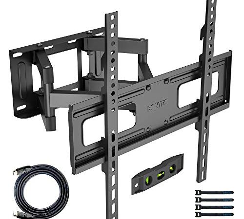 BONTEC TV Wandhalterung Schwenkbare Neigbare TV Halterung Vollbewegung für 32-60 Zoll Flach & Curved LCD LED Fernseher oder Monitor bis zu 45kg, Max VESA 400x400mm