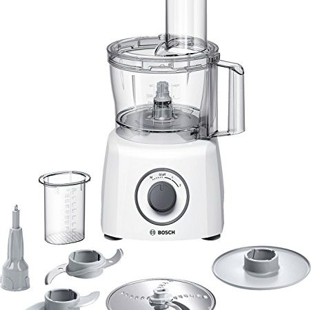 Bosch Kompakt-Küchenmaschine MultiTalent 3 MCM3100W, 20 Funktionen, Rührschüssel 2,3 L, Universalmesser, Schneid-Raspel-Wendescheibe, Schlagscheibe (Sahne), Einfüllhilfe, Deckel, 800 W, weiß