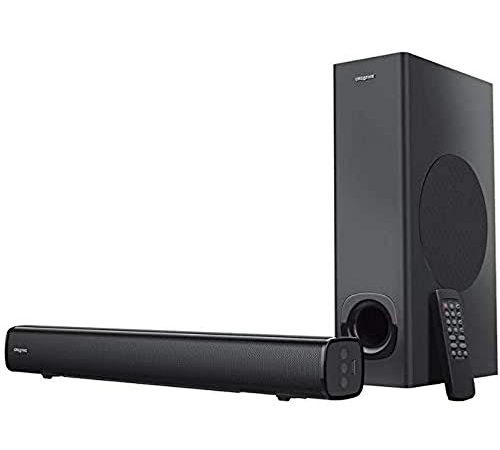 CREATIVE Stage 2.1 Kanal Soundbar mit Subwoofer für TV, Computer und Ultrawidebildschirme, Bluetooth/Optischer Eingang/TV ARC/AUX-Eingang, Fernbedienung und Wandmontage-Kit