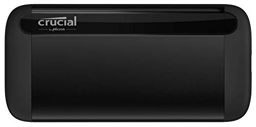 Crucial CT1000X8SSD9 X8 1TB Portable SSD – Bis zu 1050MB/s – USB 3.2 – Externes Solid State Drive, USB-C, USB-A, Schwarz