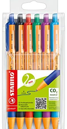 Druck-Kugelschreiber - STABILO pointball - 6er Pack - mit 6 verschiedenen Farben