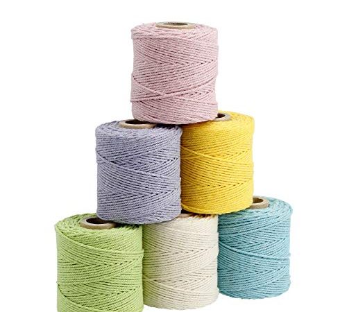 Filani Lieblingsgarn - Multipack Pastell - 6 x Premium Garn aus Baumwolle 1 mm x 65 m für Makramee und Basteln