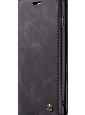 FLY HAWK Handyhülle, Premium Leder Flip Schutzhülle Schlanke Brieftasche Hülle Flip Case Handytasche Lederhülle mit Kartenfach Etui Tasche Cover für Samsung Galaxy S10, Schwarz