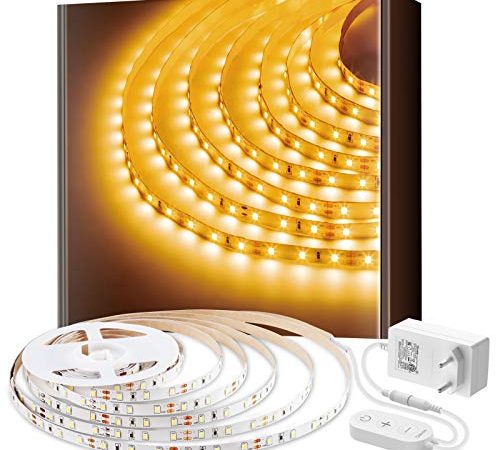 Govee LED Strip 5m Warmweiss 3000K LED Lichtband LED Streifen 300 LEDs warmweiß dimmbar für Spiegel Deko Party Küche Warmweiß
