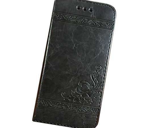 Homikon PU Leder Hülle Schön Blume Prägung Schutzhülle Brieftasche Bookstyle Silikon Bookcase Handyhülle Klapphülle Lederhülle Flip Wallet Case Cover Kompatibel mit Huawei Mate 20 - Schwarz