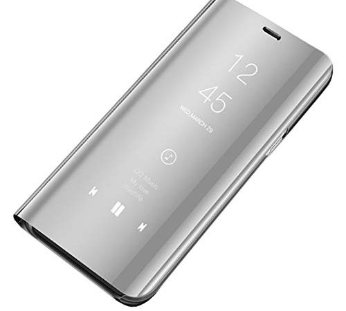 Jacyren Galaxy S8 Leder Hülle, Galaxy S8 Plus Handyhülle Spiegel Schutzhülle Flip Case Cover für Galaxy S8, Stand Handyhülle Tasche Bumper Hülle für Samsung Galaxy S8 Plus (Silber, Galaxy S8)