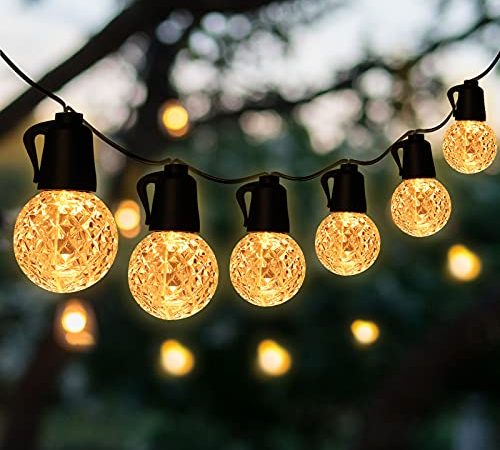 Lichterkette Außen, COOLAPA 15M LED Lichterkette Innen Outdoor mit Stecker, 24V 20LEDs G40 Warmweiß Glühbirnen, IP65 Wasserfest Lichterkette Aussen für Balkon, Garten, Terrasse, Hof, Haus Party