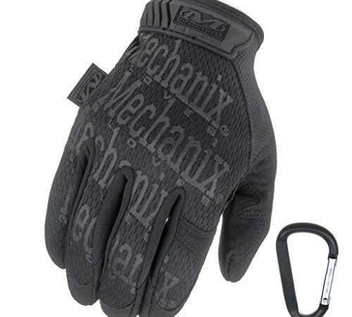 Mechanix WEAR ORIGINAL Einsatz-Handschuhe, atmungsaktiv & abriebfest + Gear-Karabiner, Original Glove in Schwarz, Coyote, Multicam/Größe S, M, L, XL (M, Schwarz/Covert)