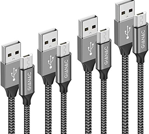 Micro USB Kabel, 4Pack[0.5M 1M 2M 3M] Nylon Micro USB Ladekabel Schnellladekabel High Speed Handy Datenkabel für Samsung Galaxy S7/ S6/ J7/ Note 5,Xiaomi,Huawei, Wiko,Motorola,Nokia,Kindle-Grau