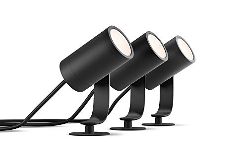 Philips Hue White and Color Ambiance LED Gartenstrahler Lily 3er Basis-Set, dimmbar, bis zu 16 Millionen Farben, Schwarz, 7 x 8.4 x 19.399999999999999 cm