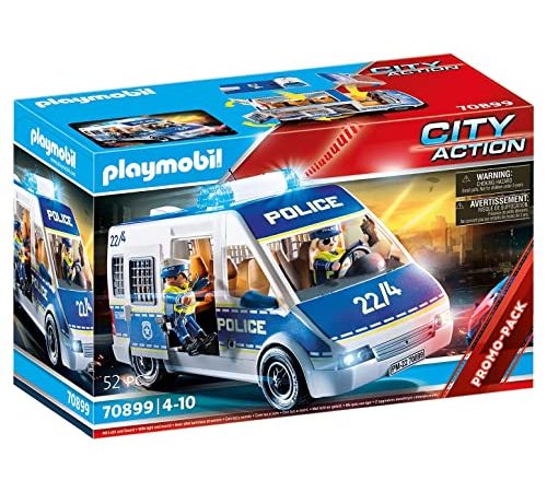 PLAYMOBIL City Action 70899 Polizei-Mannschaftswagen, Mit Licht und Sound, Spielzeug für Kinder ab 4 Jahren