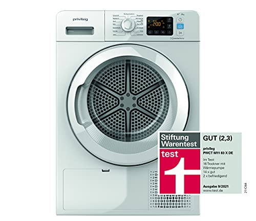 Privileg PWCT M11 83 X DE Wärmepumpentrockner/ A+++/ 8 kg/ Push&Go/ Easycleaning Filter/ Startzeitvorwahl/ bügelleicht/ Knitterschutzoption/ Jeans-Programm