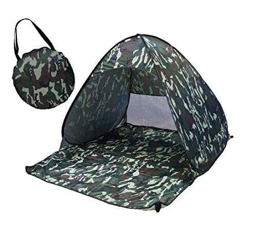 Qoge Yang faltbare Freies bauen Automatische Schnell Geschwindigkeit öffnen Outdoor-Camping-Strand-Zelt mit Tragetasche for 2 Erwachsene oder 3 Kinder Nutzung, Größe: 1.65x1.5x1.1m (Camouflage) QiuGe