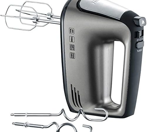 SEVERIN Handmixer mit Spiralkabel, ca. 400 W, HM 3832, Silber/Schwarz