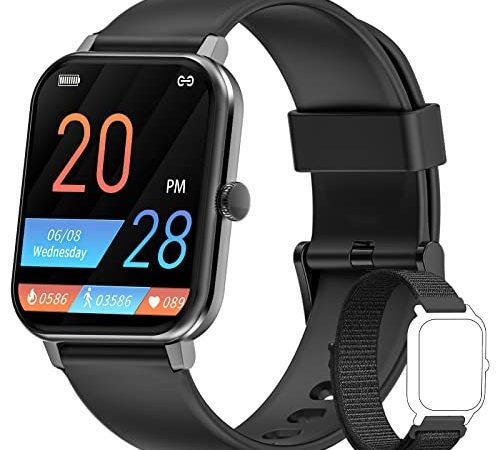 Smartwatch, Blackview R3 Pro Fitnessuhr mit 1,69 Zoll großer HD-Farbbildschirm, Temperaturmessung, Überwachung von SpO2, Herzfrequenz, Schlaf, usw. Smart Watch für Damen Herren kompatibel iOS Android