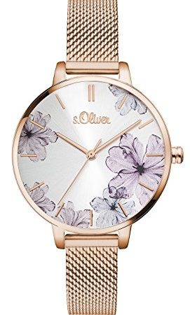 s.Oliver Damen Analog Quarz Armbanduhr mit Edelstahlarmband SO-3524-MQ