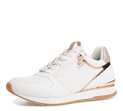 Tamaris Damen 1-1-23603-28 Sneaker, WHT/Rose Gold, 38 EU