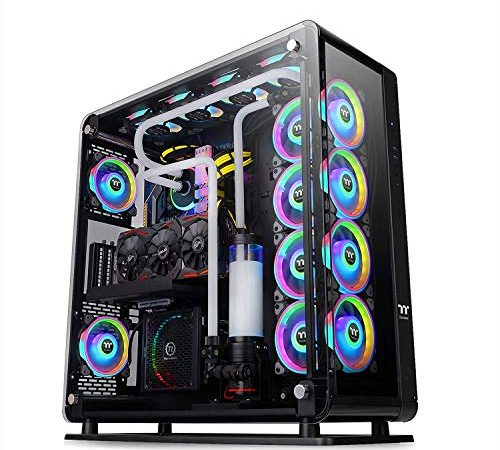 Thermaltake Core P8 TG | E-ATX-PC-Gehäuse | 3 x gehärtetes 4mm Glasseitenteil | Wall Mount | schwarz