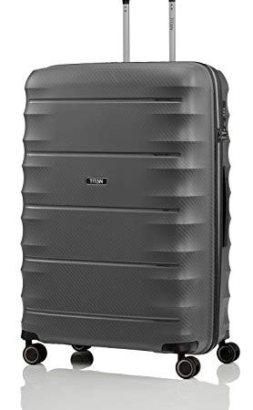 TITAN 4-Rad Koffer L groß mit TSA Schloss, Gepäck Serie HIGHLIGHT: Leichte Hartschalen Trolleys im Carbon Look, 842404-04, 75 cm, 107 Liter, anthracite (grau)