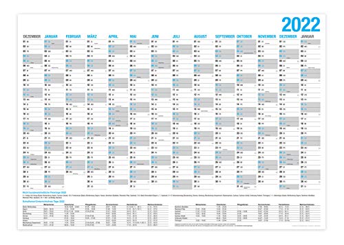 XXL Wandkalender 2022 / Kalender Jahresplaner - 14 Monate Jahreskalender + Gratis Urlaubsplaner 2022 (86 x 59 cm)