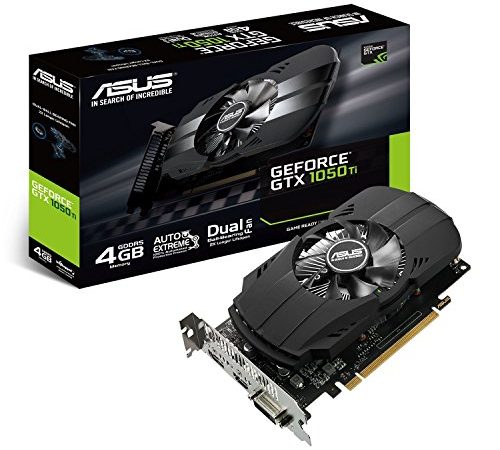 Asus PH-GTX1050TI-4G Nvidia GeForce Grafikkarte (PCIe 3.0, 4GB DDR5 Speicher, HDMI, DVI, DisplayPort)