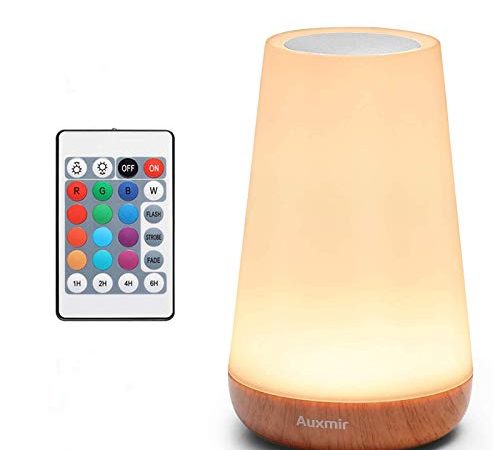 Auxmir LED Nachttischlampe, Dimmbar Atmosphäre Tischlampe mit Warmweißem Licht, 13 Farben und Farbwechsel, Berührungssensitives Nachtlicht für Schlafzimmer Wohnzimmer und Büro