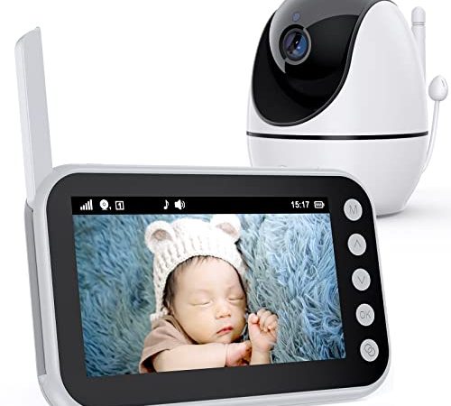 Babyphone mit Kamera 4,5'' HD-Display 720P, Yamctopy Baby Monitor mit Infrarot-Nachtsicht, Zoom 2X, Zwei-Wege-Audio, VOX-Modus, Schlaflied, Temperaturanzeig