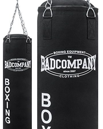 Bad Company Boxsack inkl. Vierpunkt Stahlkette I Canvas Punchingsack, gefüllt I 100 x 30 cm