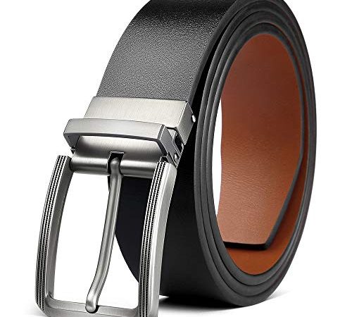 BESTKEE Gürtel Herren Ledergürtel, Herrengürtel Anzuggürtel Jeansgürtel für Männer Verdrehter Schnalle Breite 3,5cm