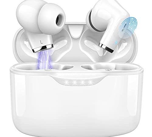 Bluetooth Kopfhörer in Ear, Jesebang Bluetooth 5.2 Kopfhörer Kabellos mit Mikrofon, Immersiver Premium Sound Fernverbindungs Ohrhörer, 40 Std Spielzeit, IP7 Wasserdicht Wireless Earbuds Leichte, Weiß