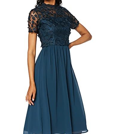 Chi Chi London Damen Cocktail Partykleid Veronica Knielang, Grün (Green Gn), 38 (Herstellergröße: 10)