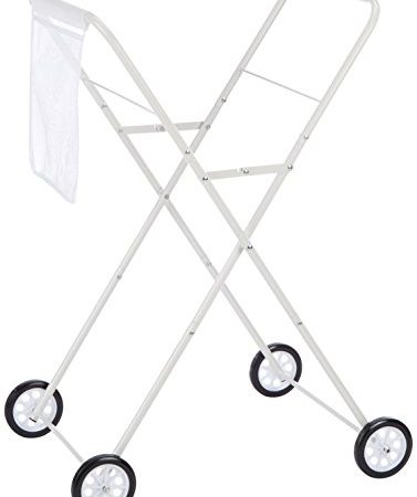 Daily Waschkorb Trolley, Metall, weiß, 53 x 43 x 86 cm