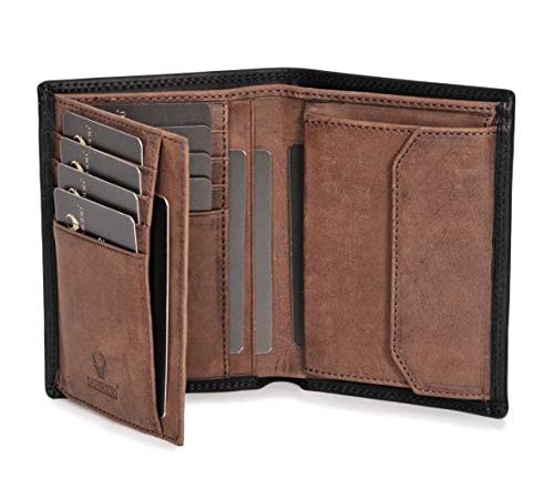 DONBOLSO Geldbörse Wien I Großes Portemonnaie aus Leder für Herren I Geldbeutel und RFID Schutz I Geldbörse mit Münzfach I Portmonee für Männer I Vintage Schwarz-Braun