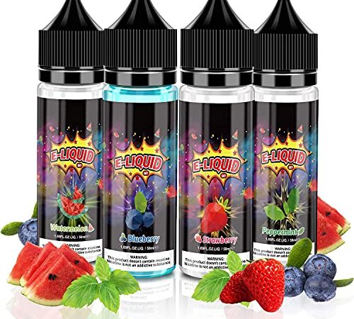 E Liquid ohne Nikotin, E-liquids 4 X 50 ml, E-Zigaretten Liquid Set 70VG/30PG Refill Electronic Cigarette, E liquid Fertig Gemischt für Elektronische Zigaretten, Zigarre, Shisha
