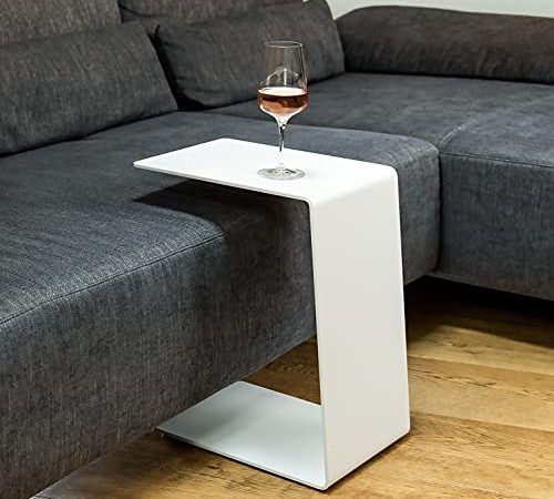 ECHTSTAHL KÖBES Design Beistelltisch Weiß. Made in Germany. Aus hochwertigem pulverbeschichtetem Stahl. 4 Aufstellmöglichkeiten Couchtisch, Sofatisch, Blumenständer, Kaminholzregal.