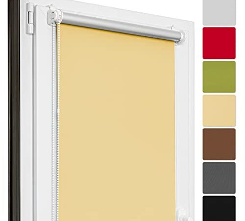 Estika Thermo rollos für Fenster ohne Bohren nach maß, Verdunklungsrollo, Klemmfix Montage, 13 Farben, Breite 30-130 cm, Höhe 150 cm und 220 cm, Thermorollo hitzeschutz, Jalousien Fenster