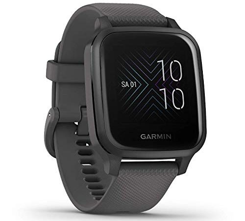 Garmin Venu Sq – wasserdichte GPS-Fitness-Smartwatch mit 1,3" Touchdisplay, Gesundheitstracker & Sport-Apps, Herzfrequenzmessung, Schlafanalyse, 6 Tage Akkulaufzeit, kontaktloses Bezahlen, Grau