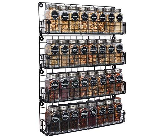 Gewürzregal Wandmontage 4-stufig Stapelbar Hängen Gewürzregal Organizer,Ideal für die Aufbewahrung von Gewürzen in Küche und Mehr(Patent No.:008415244-0001)