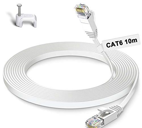 GLCON – 10m CAT 6 LAN Kabel 10meter Netzwerkkabel Gigabit 1000Mbit/s Ethernet-Kabel Cat.5 Cat.6 RJ45 Internet Patchkabel für PC Smart TV PS5/PS4 Xbox Switch Modem Weiß