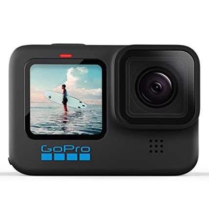GoPro HERO10 Black - Wasserdichte Action-Kamera mit Front-LCD und Touch-Rückseiten, 5.3K60 Ultra HD-Video, 23MP Fotos, 1080p Live-Streaming, Webcam, Stabilisierung