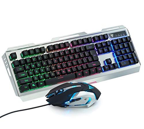 GREENTREEN Tastatur, Gaming Keyboard, Mit der Maus verkabelt, Oberfläche aus Aluminiumlegierung, Multi-Color RGB, Englisches Layout (QWERTY-Layout)